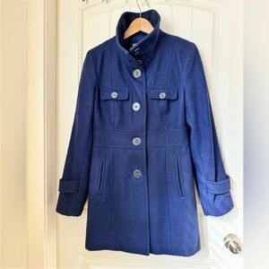 Kenneth Cole Reaction Dark Blue Wool Blend Peacoat. Size 8